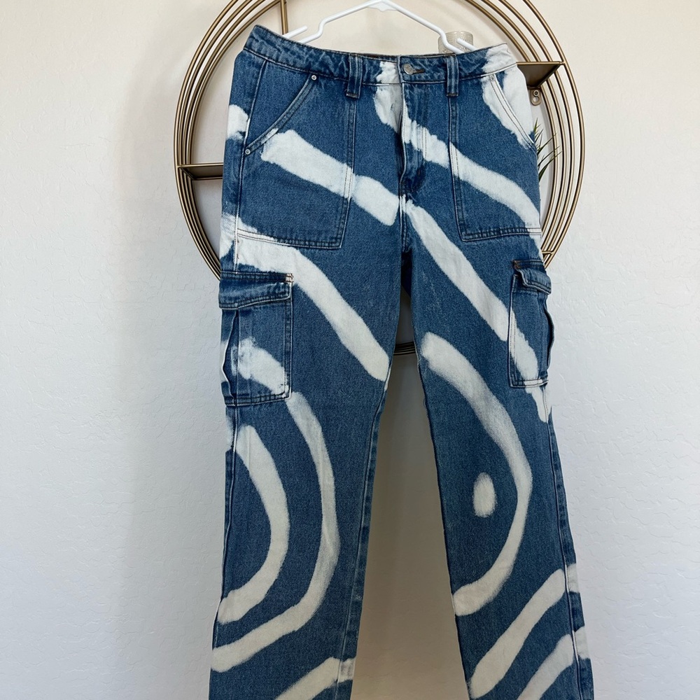 Blue and White Flare Jeans